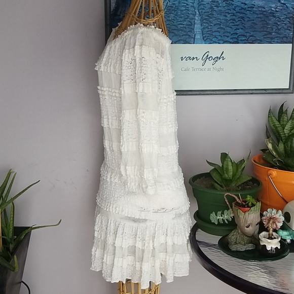 Candie's Small Off White 3/4 Sleeve Mini Lace Dress - Picture 2 of 8